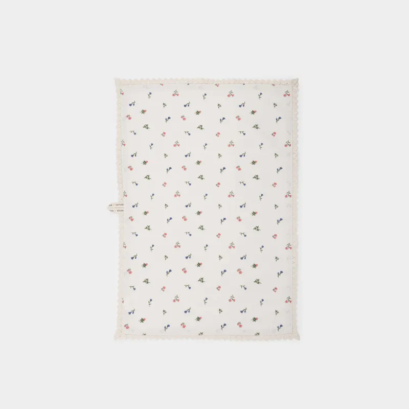 Полотенце кухонное, 40х60 см, с кружевом, хлопок, бежевое, Цветы, El flora