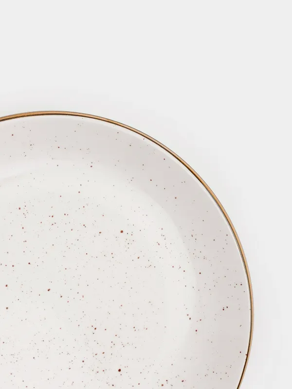 Сервиз обеденный, 6 перс, 18 пр, керамика, молочный, в крапинку, Roxas, image-4