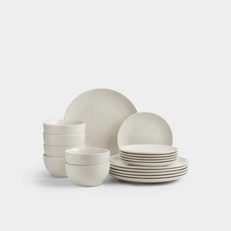 Сервиз обеденный, 6 перс, 18 пр, фарфор P, молочный, в крапинку, Latio