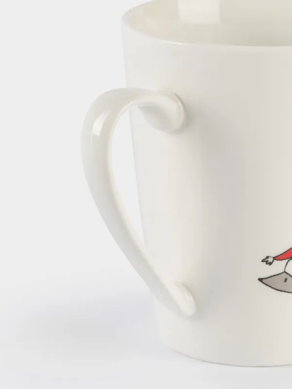 Кружка, 420 мл, фарфор N, белая, Еж в шапке, Hedgehog christmas, image-3