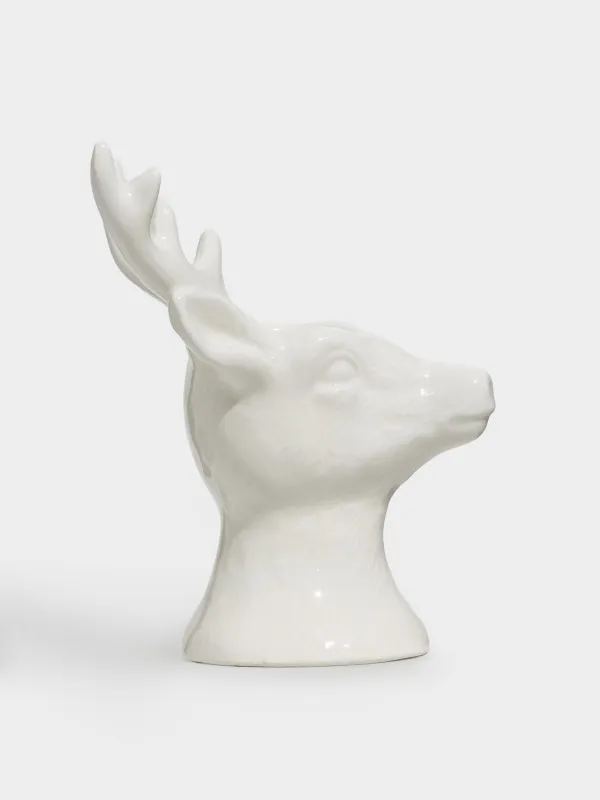 Подсвечник, 11 см, для тонкой свечи, керамика, белый, Олень, Forest deers, image-2