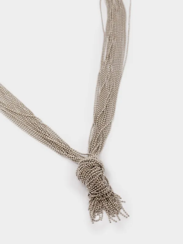 Колье, 1 м, металл, серебристое, Узел, Jewelry knot, image-1
