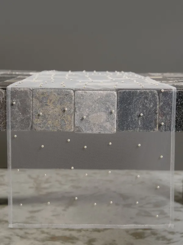 Дорожка настольная, 40х160 см, полиэстер/пластик, белая, Жемчужины, Pearl Antarctica, image-5