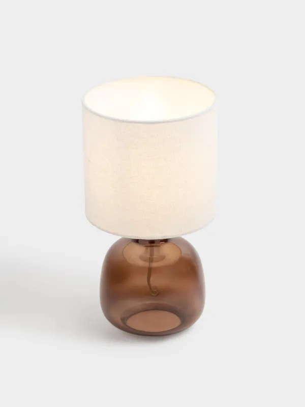 Светильник настольный, 33 см, стекло/лен, коричневый, Колба в кракелюре, Impulses light, image-1