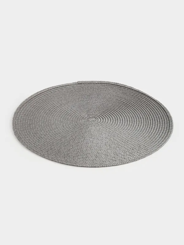 Салфетка под приборы, 38 см, полиэстер, круглая, графитовая, Ring mix, image-1