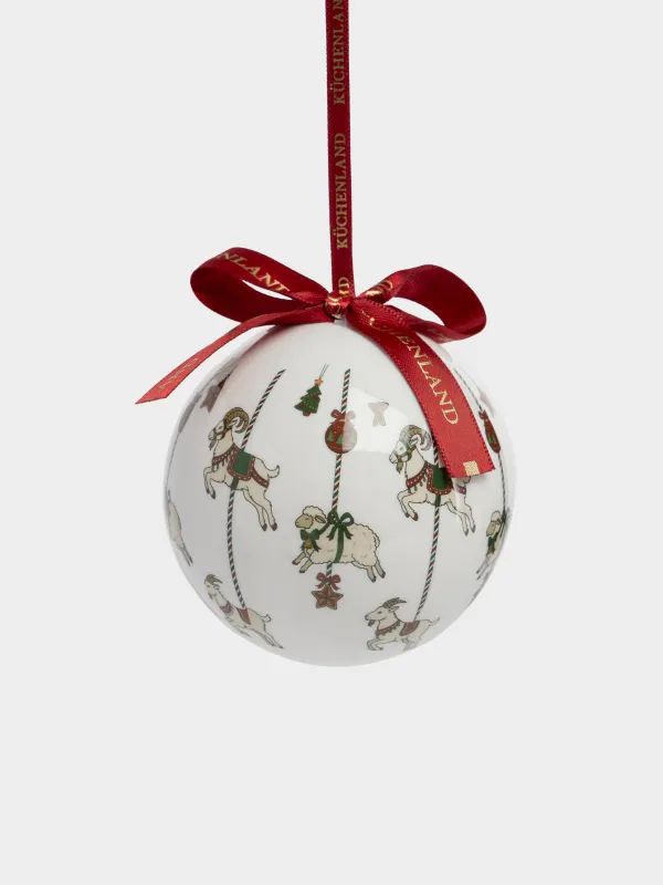 Игрушка елочная, 7 см, Шар, Новогодние звери, Ball print, image-1