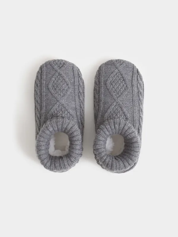 Тапочки-носки женские, акрил/шерпа, Knitted soft, image-1