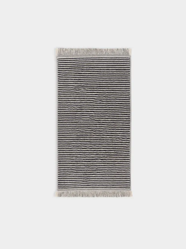 Полотенце, 50х90 см, хлопок, черно-бежевое, Полосы, Striped cotton, image-1
