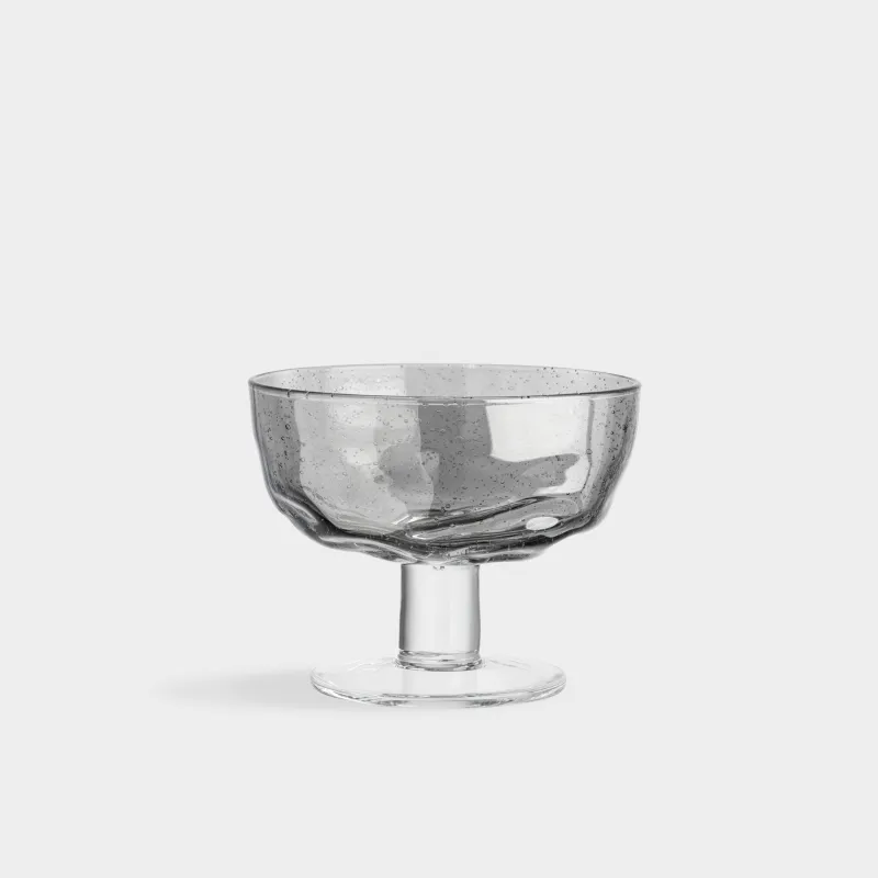 Креманка, 12 см, 340 мл, стекло, серая, Drip, image-0