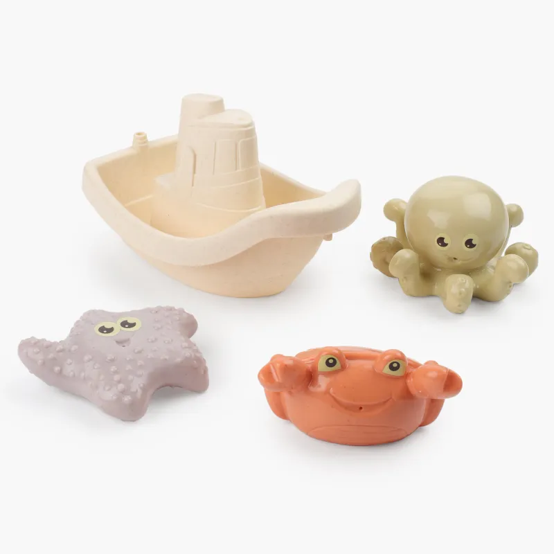Набор игрушек для купания, 4 пр, брызгалки, пластик, цветной, Морские жители, Kiddy, image-0