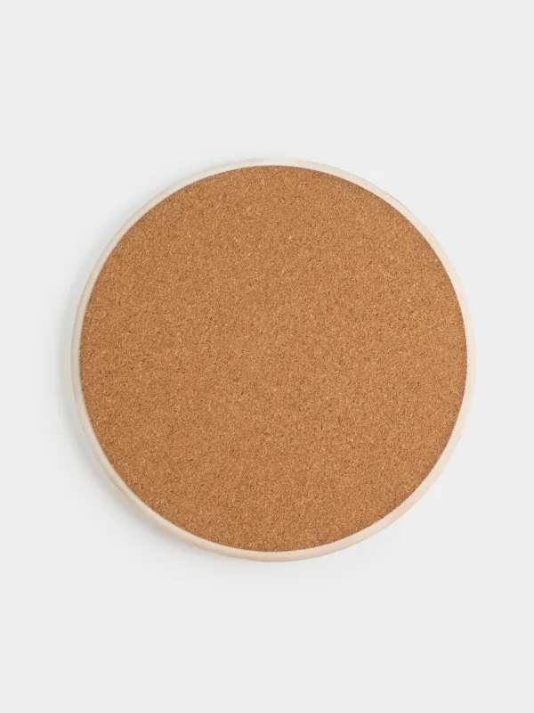 Подставка под горячее, 20 см, керамика/пробка, круглая, серая, Конь, Breton horse, image-2