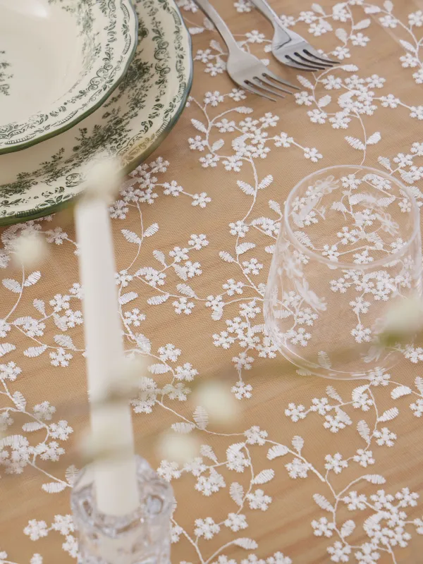 Скатерть, 170х250 см, с кружевом, полиэстер, белая, Ажурные цветы, Lace flowers, image-2