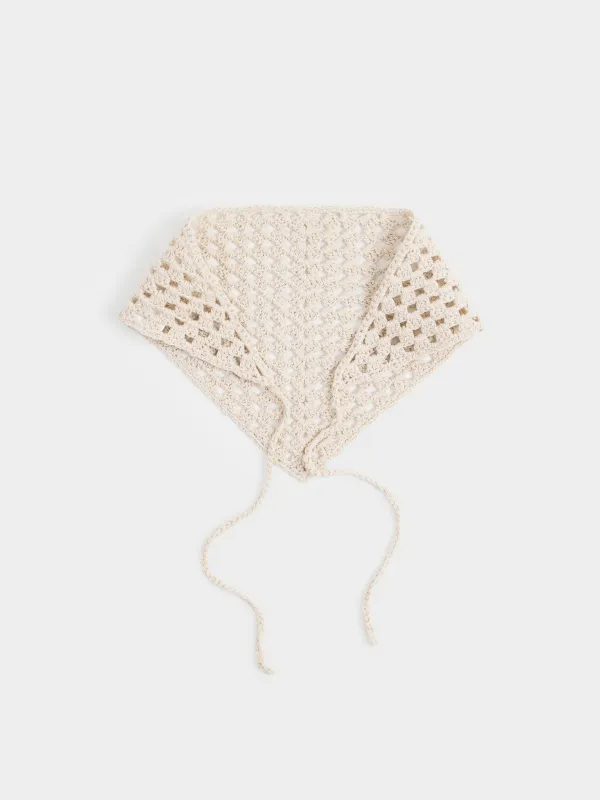 Косынка женская, единый размер, вязаная, хлопок, бежевая, Knitting lace, image-0