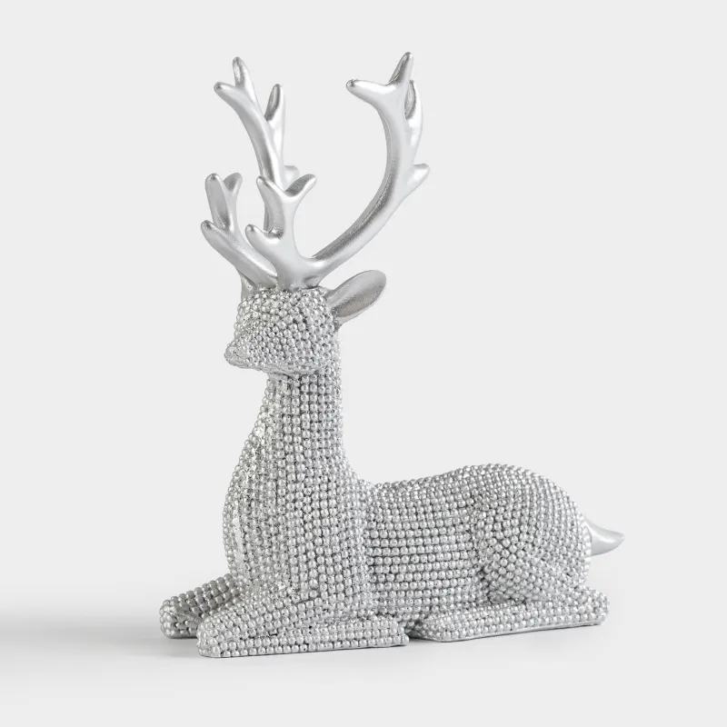 Статуэтка, 13 см, полирезин, серебристая, Олень, Deer sparks