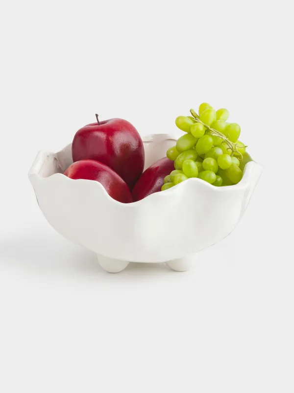 Ваза для фруктов, 25х12 см, на ножках, Мятый эффект, Crumple polar, image-5