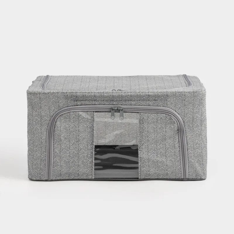 Органайзер-короб для вещей, 40х30х20 см, на молнии, текстиль, серый, Pedant new