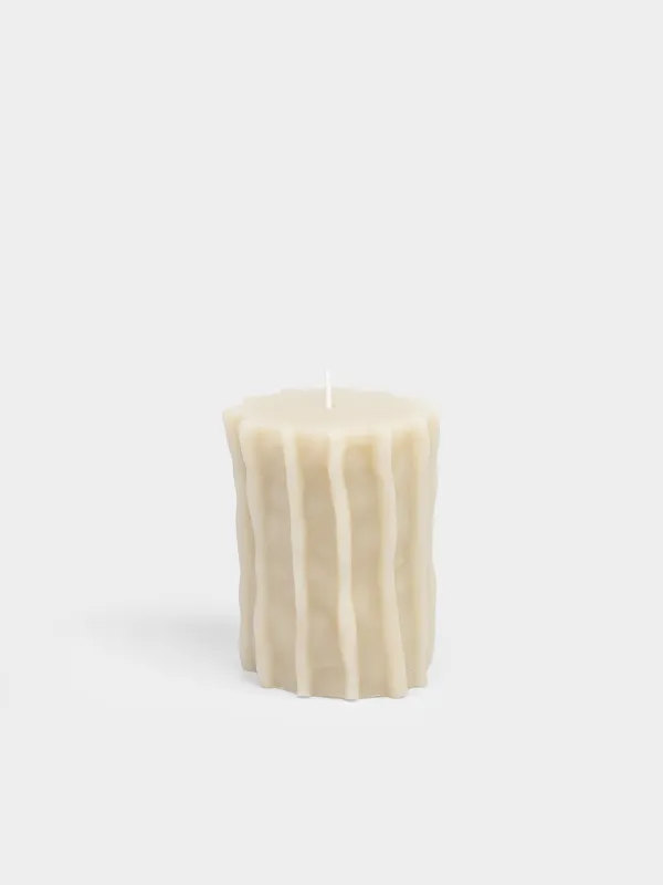 Свеча, 8x10 см, цилиндрическая, Ribbed candle, image-0