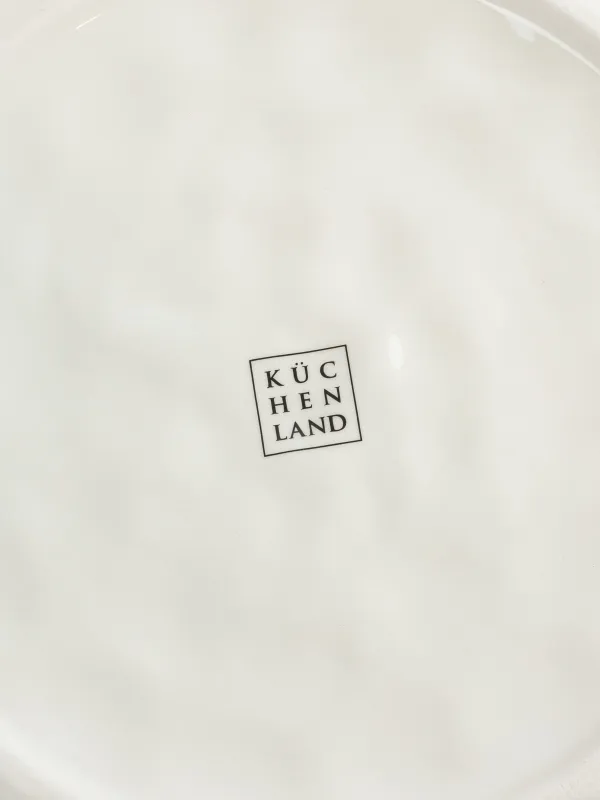 Тарелка обеденная, 28 см, керамика D, белая, Олень у дома в лесу, Crumple print, image-4