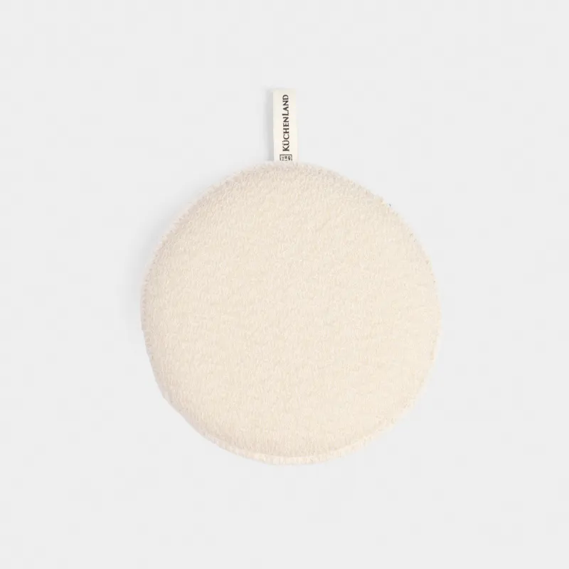 Мочалка-губка для мытья лица и тела, 13 см, с держателем, нейлон/хлопок, бежевая, Unique spa