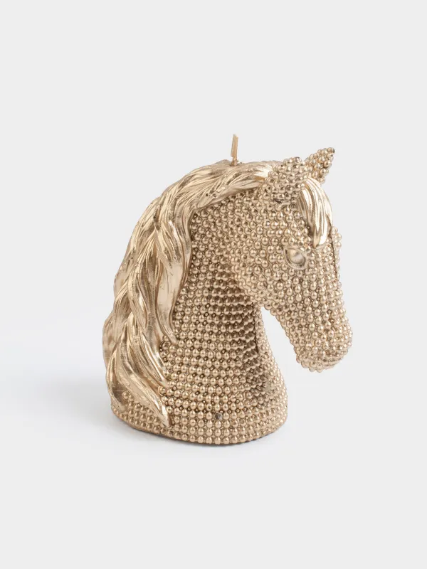 Свеча, 11x12 см, золотистая, Лошадь, Horse gold, image-1