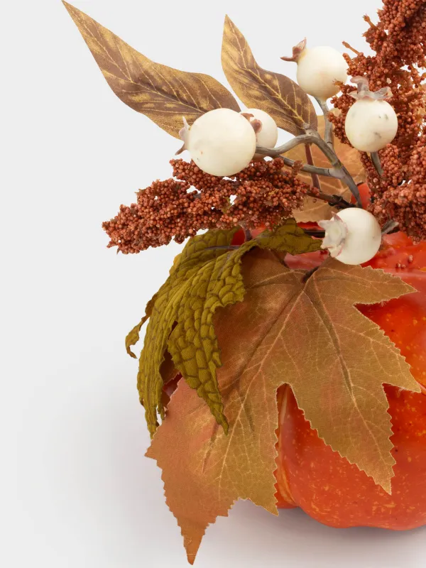 Композиция декоративная, 22 см, пенопласт/пластик, Букет в тыкве, Forest symphony decor, image-6