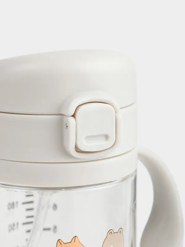 Бутылка-поильник, детская, 240 мл, тритан, серая, Зверята, Kiddy, image-1