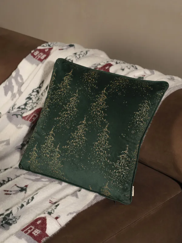 Подушка декоративная, 45х45 см, вельвет, темно-зеленая, Хвойный лес, Sparkle, image-3