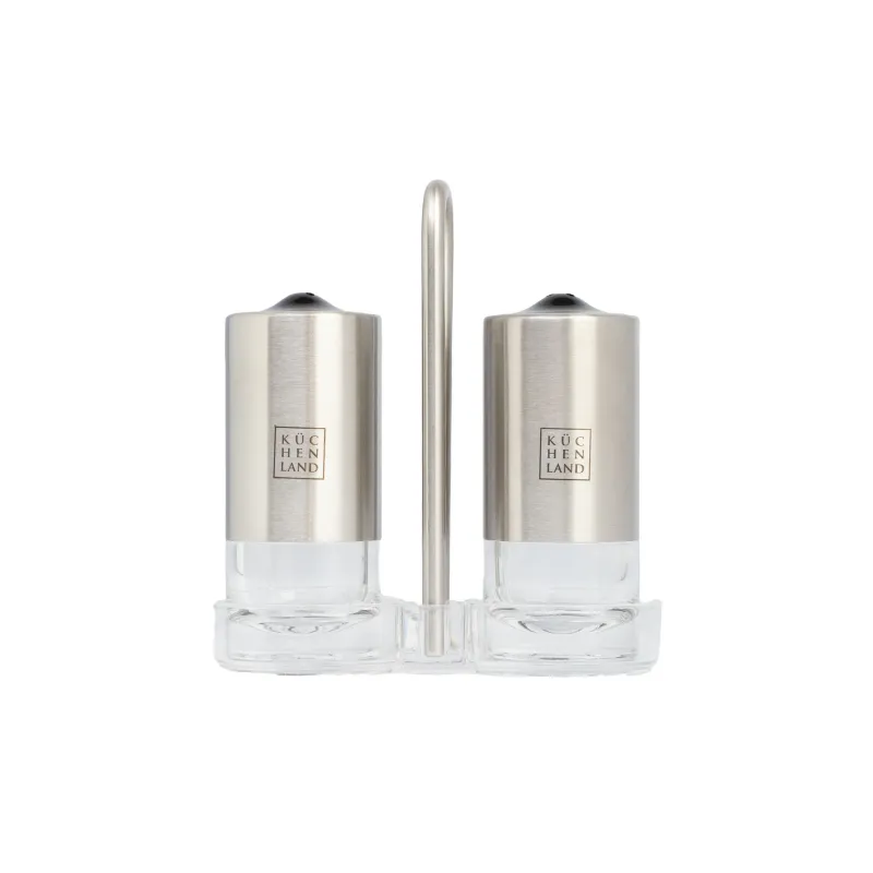 Набор для соли и перца, 13 см, на подставке, акрил/сталь, Classic, image-1