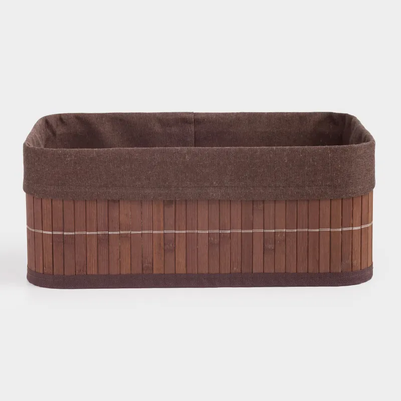 Корзина для хранения, 30x20х12 см, бамбук/хлопок, прямоугольная, коричневая, Stem