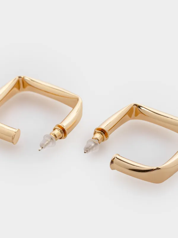 Серьги-пусеты, 3 см, 2 шт, металл, золотистые, Геометрия, Jewelry, image-4