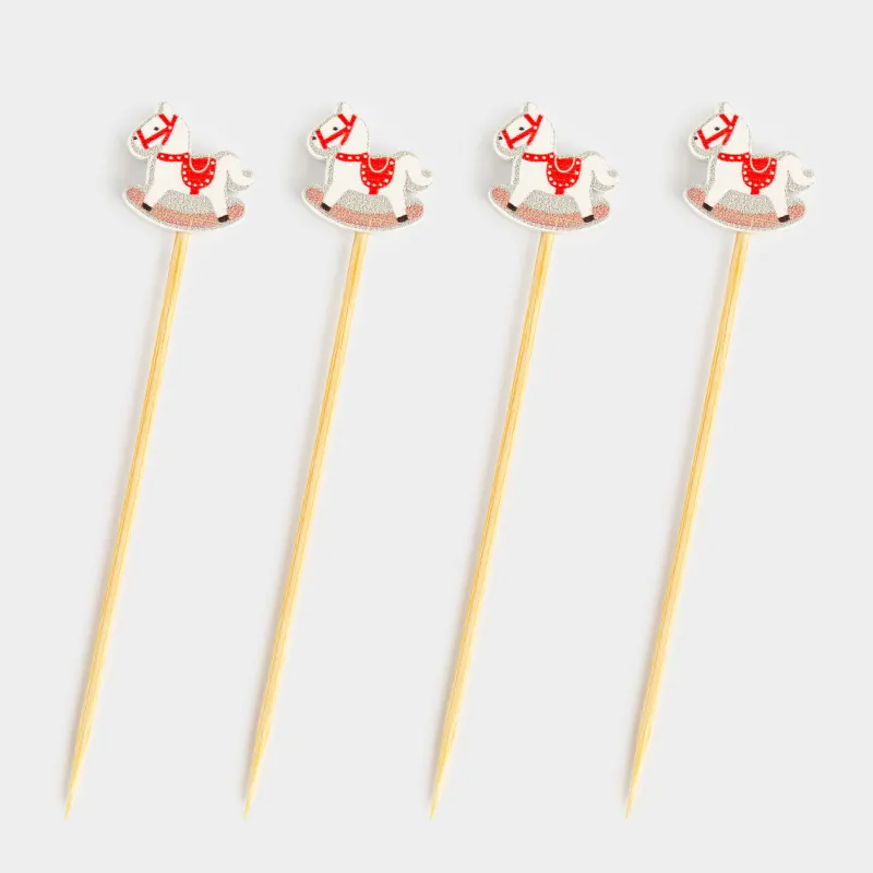 Шпажка для канапе, 9 см, 20 шт, бамбук, бело-красная, Лошадка-качалка, Elegant details