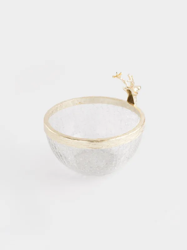 Пиала, 14х17 см, стекло/металл, золотистая, Олень, Arctic deer, image-3