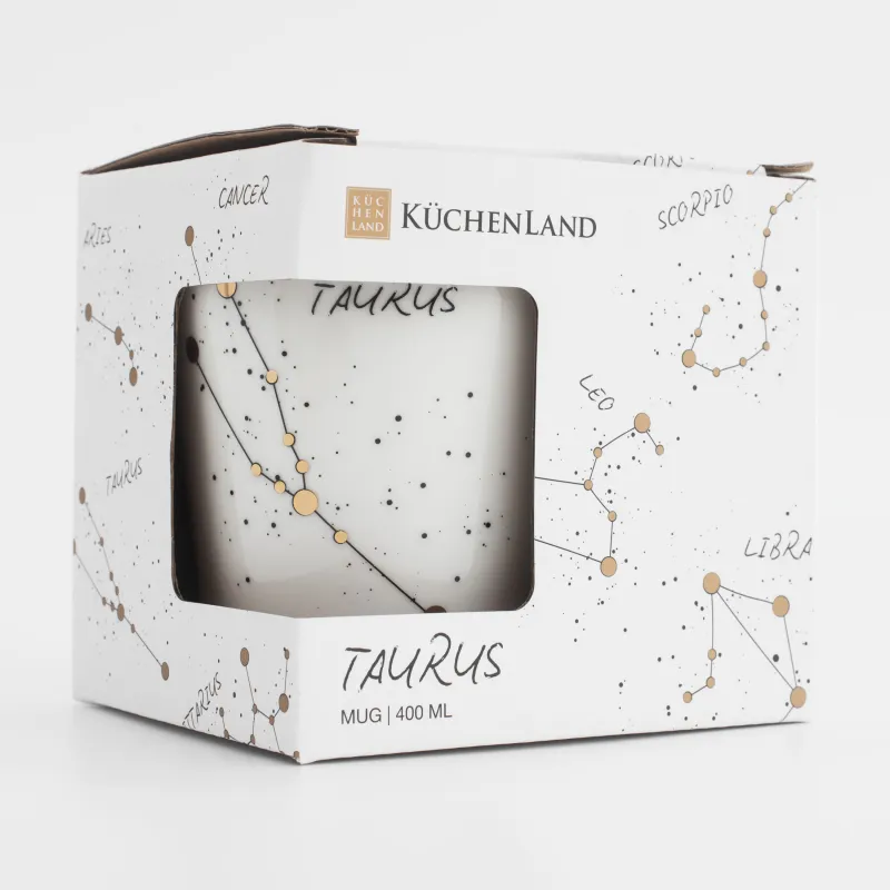 Кружка, 400 мл, фарфор N, молочно-золотистая, Телец, Zodiac, image-5