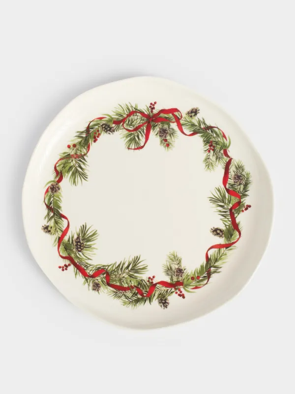 Тарелка обеденная, 26 см, фарфор N, белая, Шишки и рябина, Rowan delice, image-0