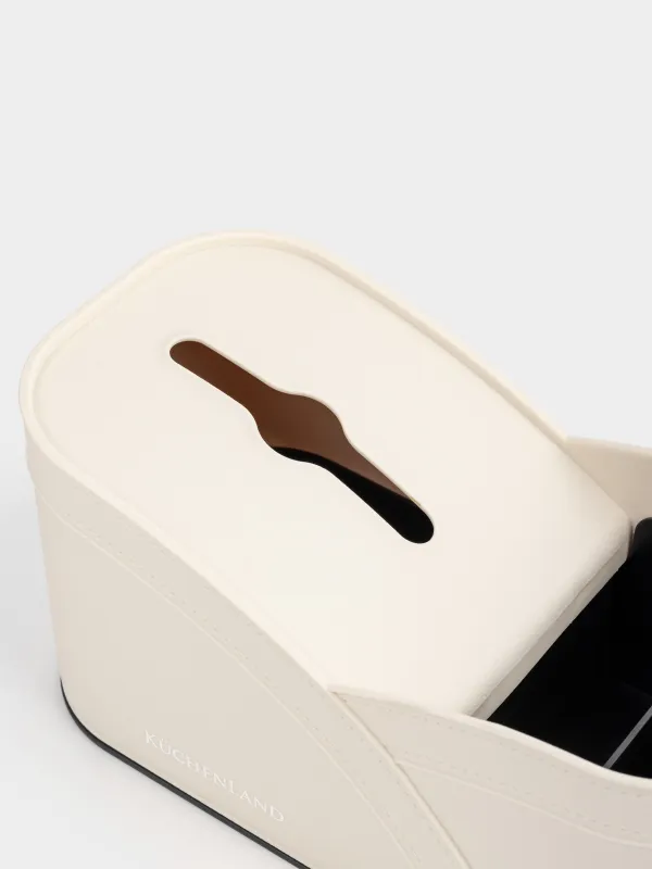 Корзина-органайзер для хранения, 28х14 см, 3 отд, полиуретан, молочная, Premiere, image-3