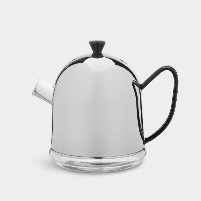 Чайник заварочный, 600 мл, крышка-грелка, стекло Б/сталь, черная ручка, Купол, Affogato