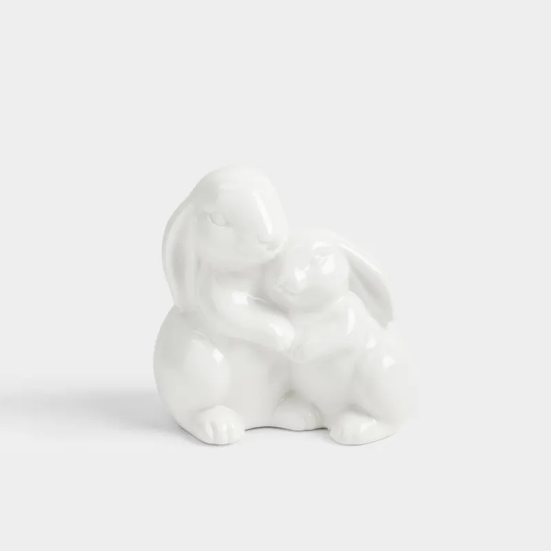 Статуэтка с подсветкой, 13 см, фарфор P, молочная, Кролики, Easter