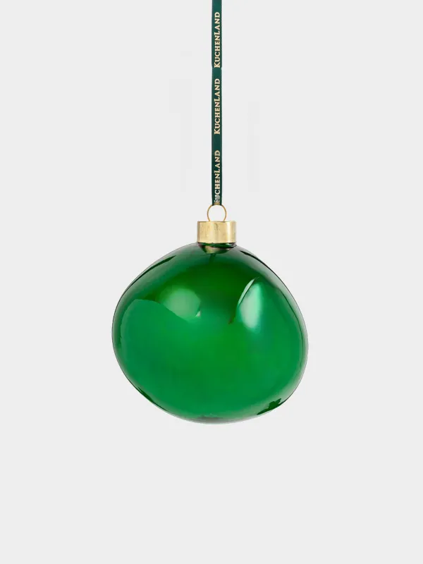 Игрушка елочная, 10 см, стекло, зеленая, Абстрактный шар, Abstract figure, image-0