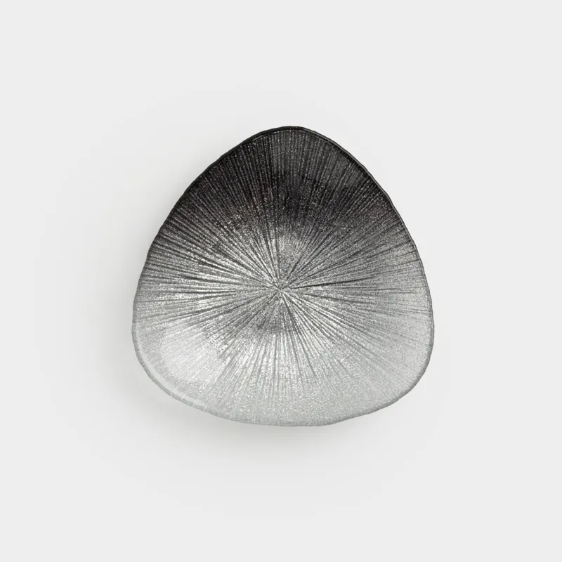 Тарелка десертная, 16 см, стекло, серебристо-серая, Angle