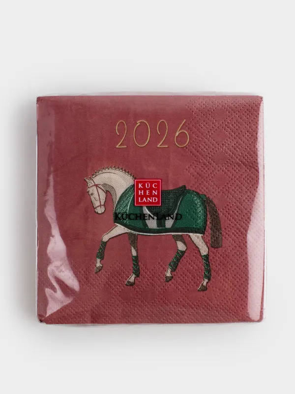 Салфетки бумажные, 21х21 см, 20 шт, квадратные, бордовые, Лошадь, Warhorse, image-4