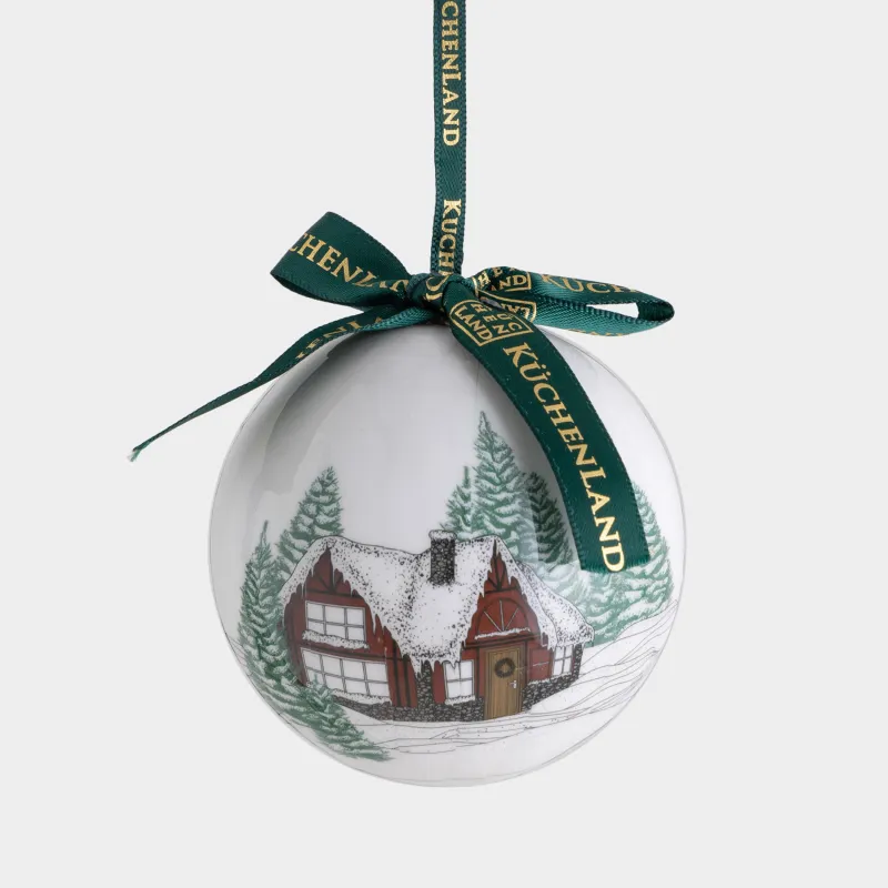 Игрушка елочная, 7 см, пенопласт, Шар, Домики, Ball print