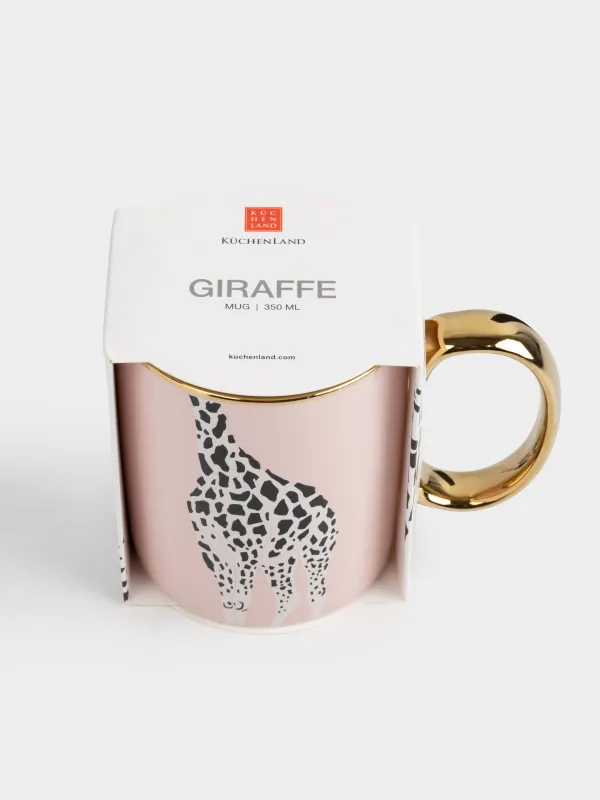Кружка, 350 мл, фарфор N, розово-золотистая, Жираф, Giraffe, image-4