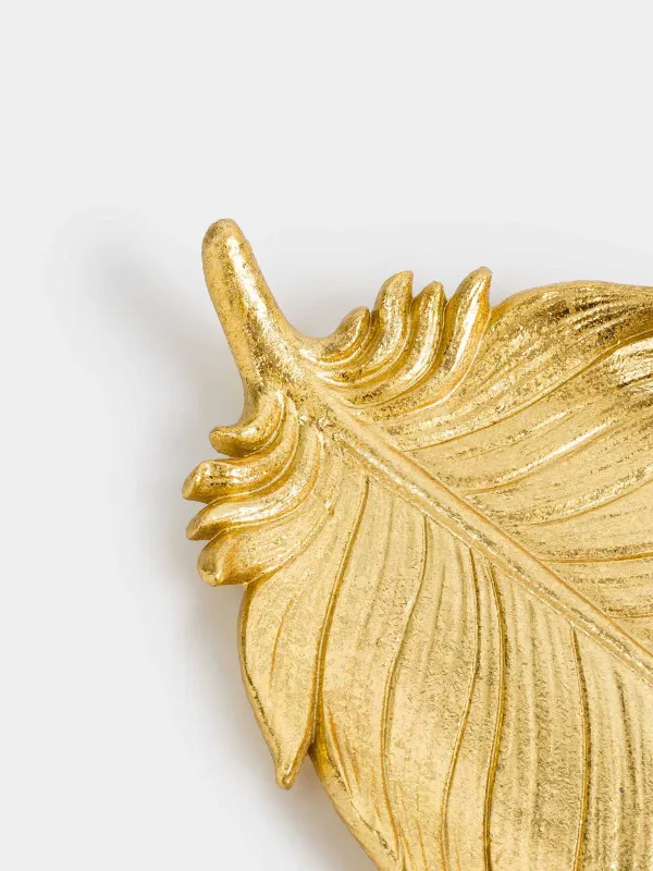 Блюдо декоративное, 25х11 см, полирезин, золотистое, Перо, Feather, image-6
