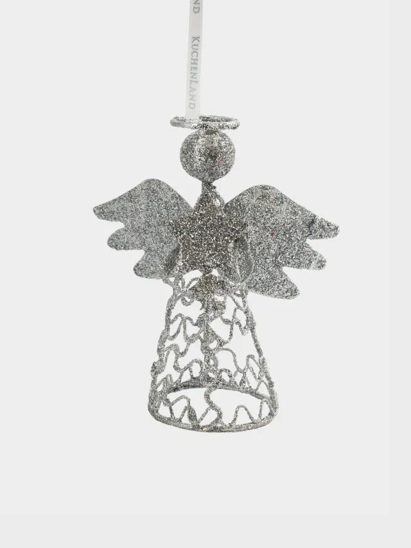 Игрушка елочная, 15 см, металл, серебристая, Ангел, Angel sparks, image-0