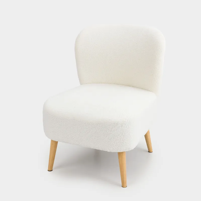 Кресло, 74 см, букле/дерево, молочное, Boucle, image-2