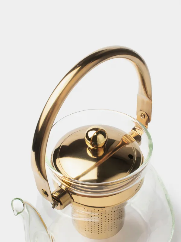 Чайник заварочный, 1,3 л, стекло Б/сталь, золотистый, Classic gold, image-4