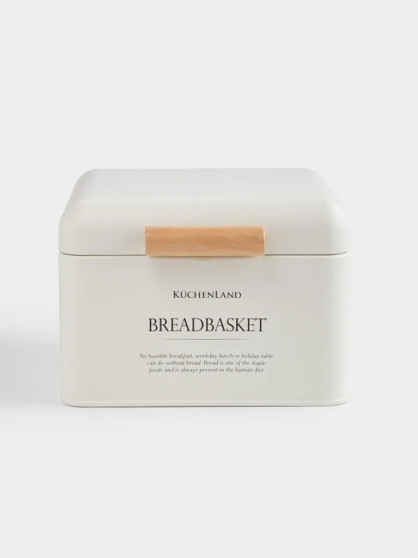 Хлебница, 20х20х14 см, металл/дерево, квадратная, молочная, Breadbasket, Course, image-0