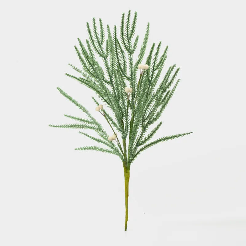 Ветка декоративная, 48 см, пластик/пенопласт, Ель с белыми ягодами, White berry, image-2