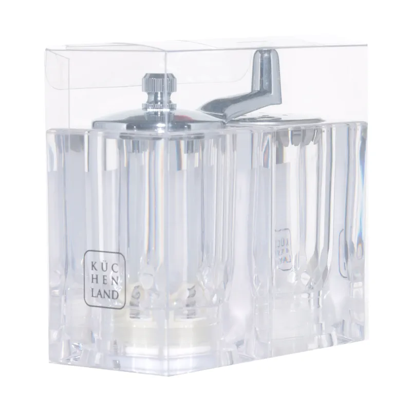 Набор для соли и перца, 9 см, с мельницей, акрил/пластик, Cube, image-3