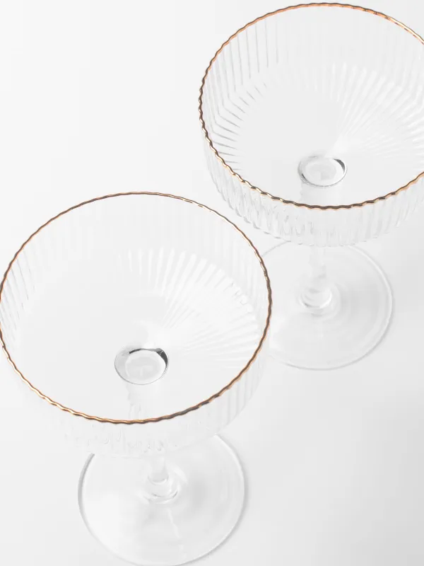 Бокал-креманка для шампанского, 2 шт, с золотистым кантом, Ribby R gold, image-3